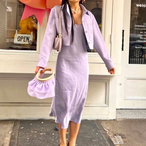 Aritzia Dresses & Skirts - Aritzia Wilfred Only Slip Satin Midi Dress in Pale Violet